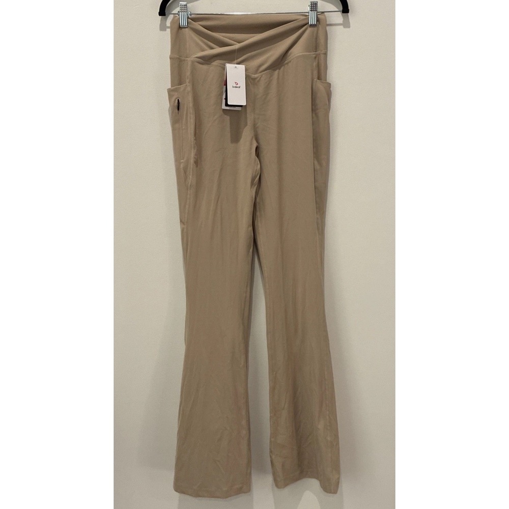 Baleaf Yoga Pants Women Small Tan New Crossover Waist Flare Leg Pockets LYCRA